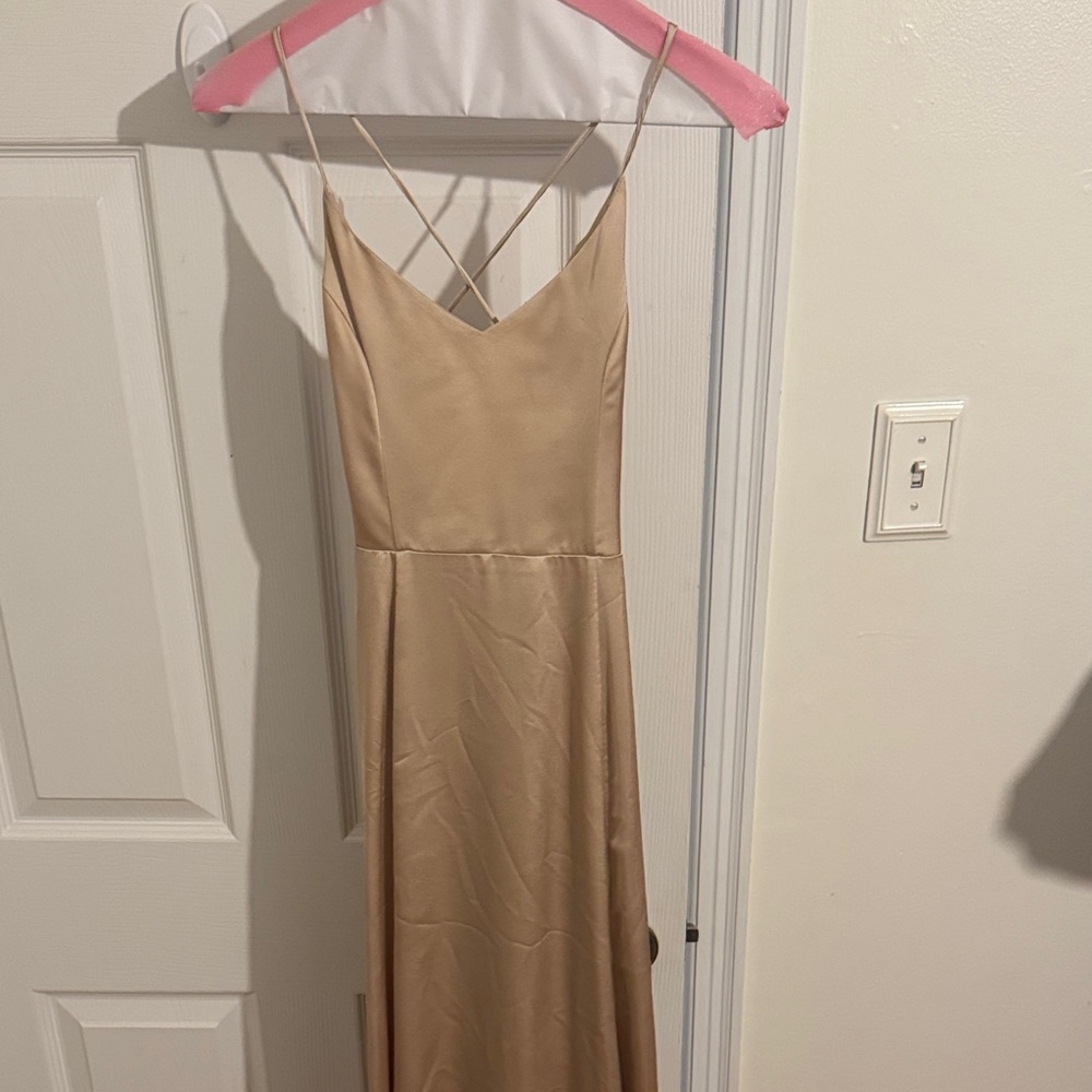 Show Me Your MuMu Strapless Tan Dress